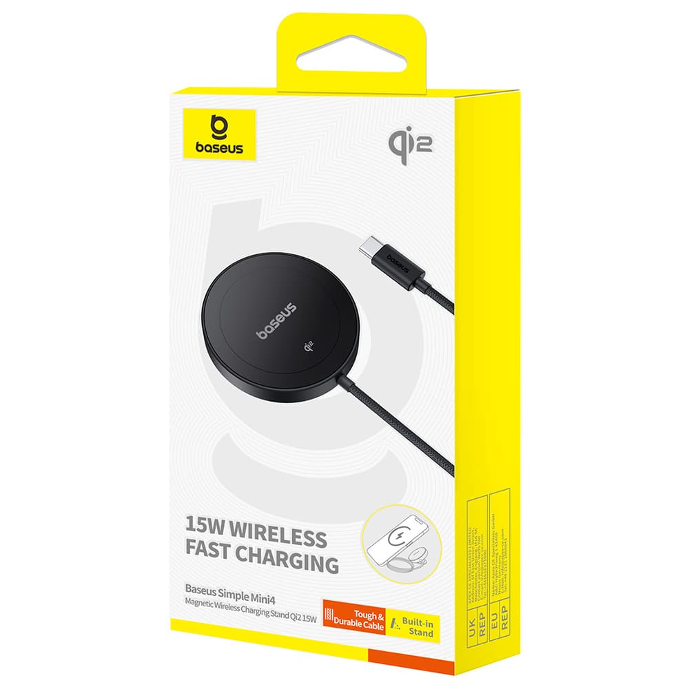 Baseus Magnetic Wireless Charger Simple Mini4 s držákem USB-C Qi2 15W 1m kosmická černá - náhled 5