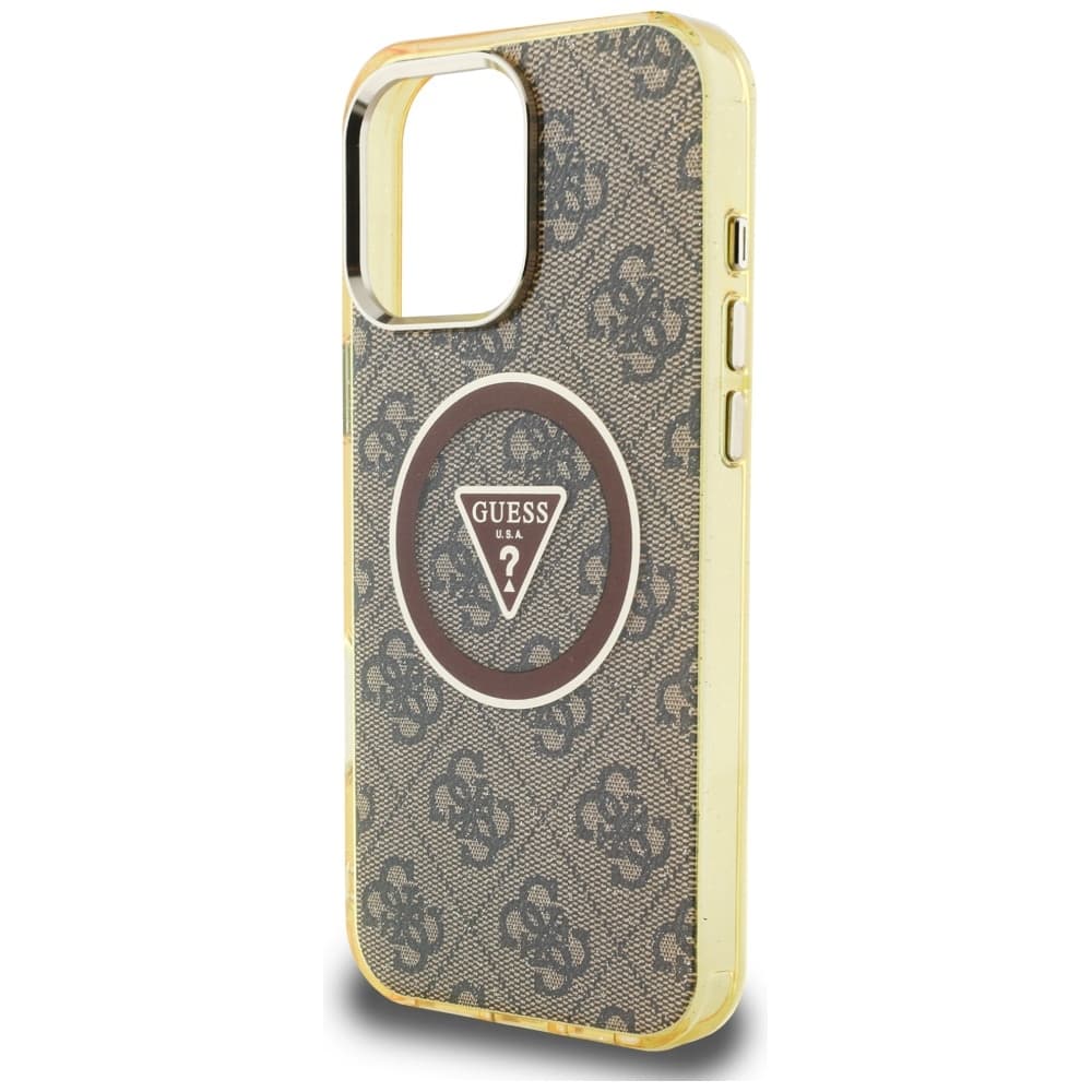 Guess IML Metal Glitter 4G Circle Triangle MagSafe iPhone 16 Pro hnědý - náhled 5