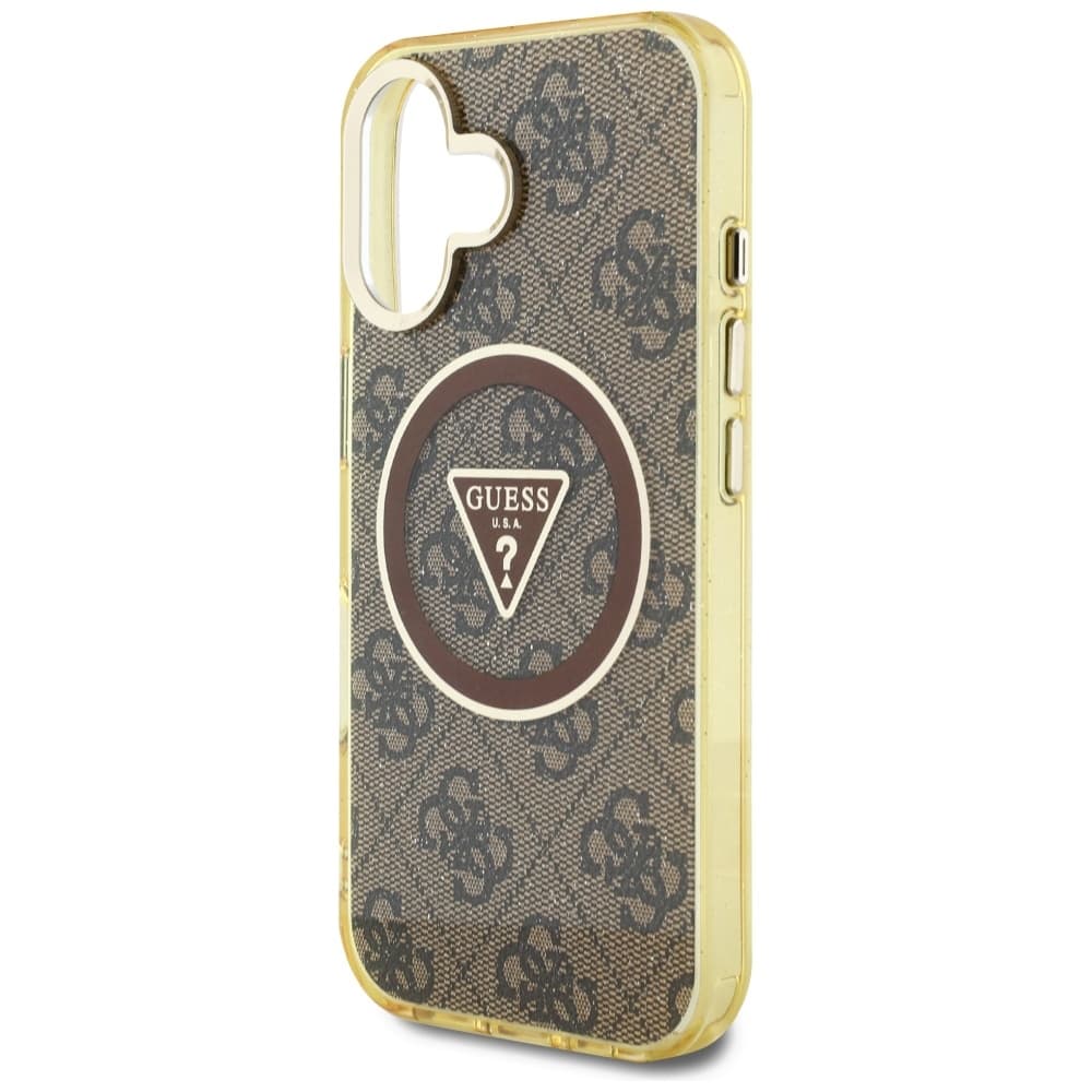 Guess IML Metal Glitter 4G Circle Triangle MagSafe iPhone 16 Hnědá - náhled 5