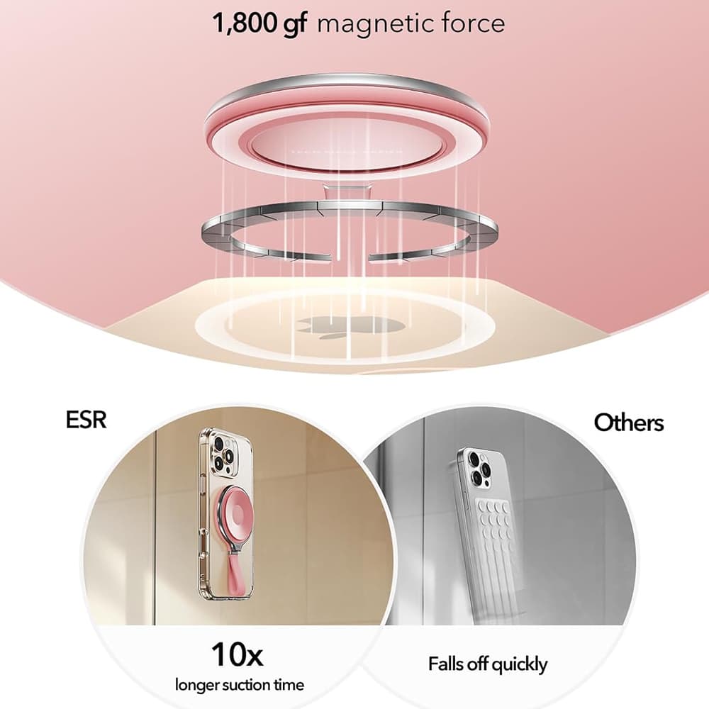 ESR Suction Phone Mount HaloLock Držák na telefon na zrcadlo růžový - náhled 5