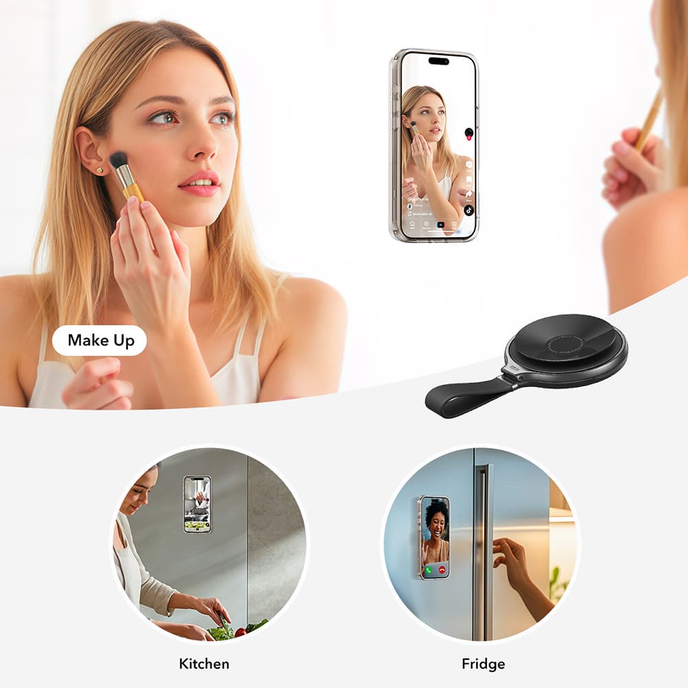 Držák telefonu ESR HaloLock černý magnetický otočný o 360° na zrcadlo - náhled 5