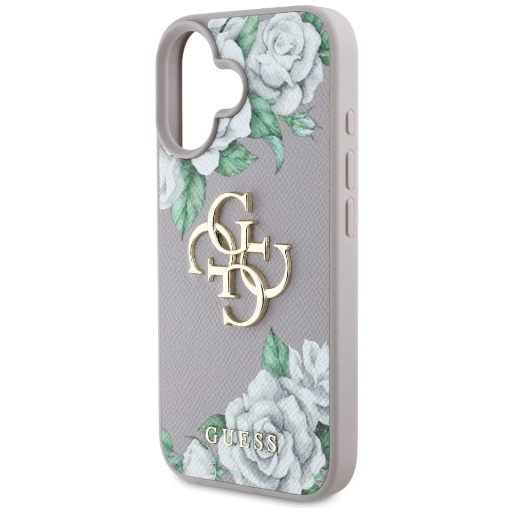 Guess Hardcase 4G Grained Roses Big Logo iPhone 16 fialová - náhled 5