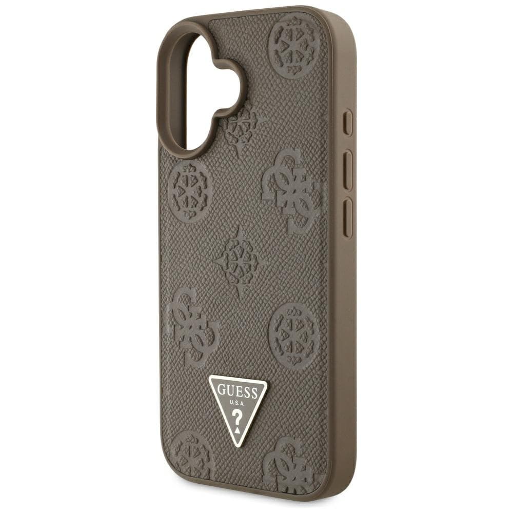 Guess Peony Grained Hot Stamp Triangle MagSafe iPhone 16 Hnědý - náhled 5