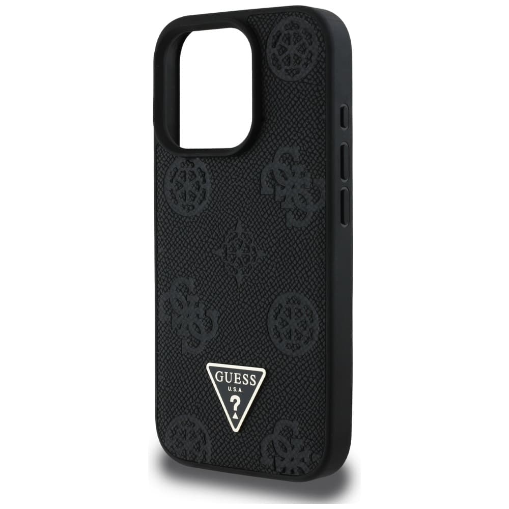 Guess Peony Grained Hot Stamp Triangle MagSafe iPhone 16 Pro černá - náhled 5