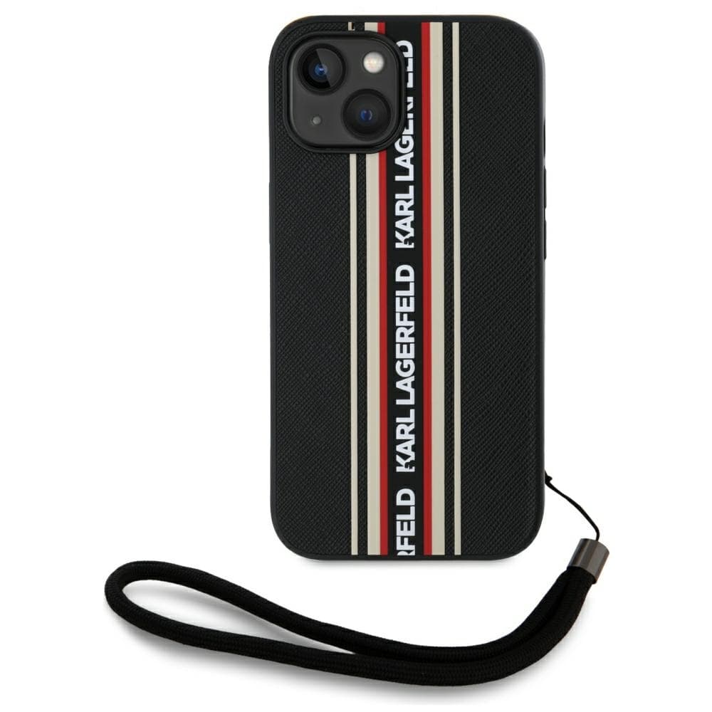 Karl Lagerfeld Saffiano Athleisure Stripes Cord iPhone 15 červená - náhled 5