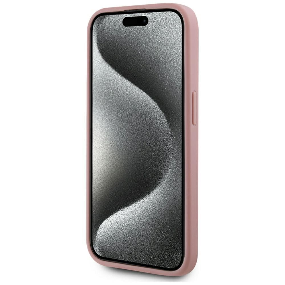 Karl Lagerfeld Hardcase Leather iPhone 15 Pro Růžová Metal Signature - náhled 5