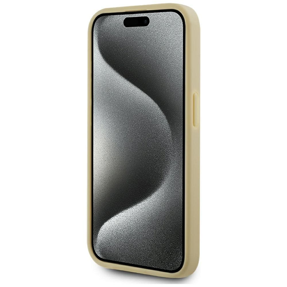 Karl Lagerfeld Hardcase Leather iPhone 15 Pro Zlatý Metalický Podpis - náhled 5