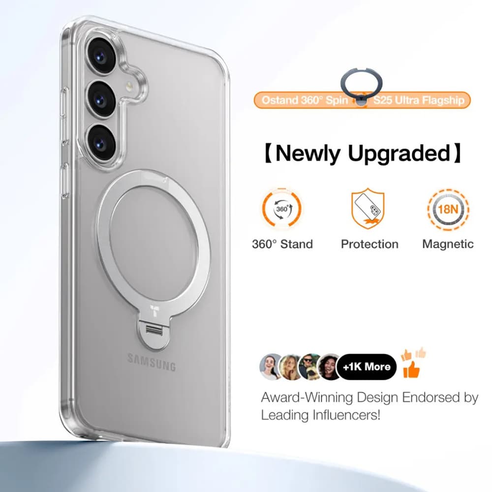 Torras Ostand Spin MagSafe Series Samsung Galaxy S25 Plus průhledný - náhled 5
