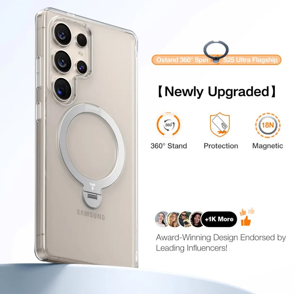 Torras Ostand Spin MagSafe Series Samsung Galaxy S25 Ultra průhledný - náhled 5