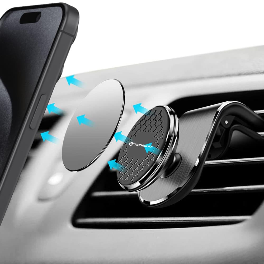Techsuit Car Holder AirGrip (S8) vodopádový tvar magnetický úchyt černá stříbrná - náhled 5