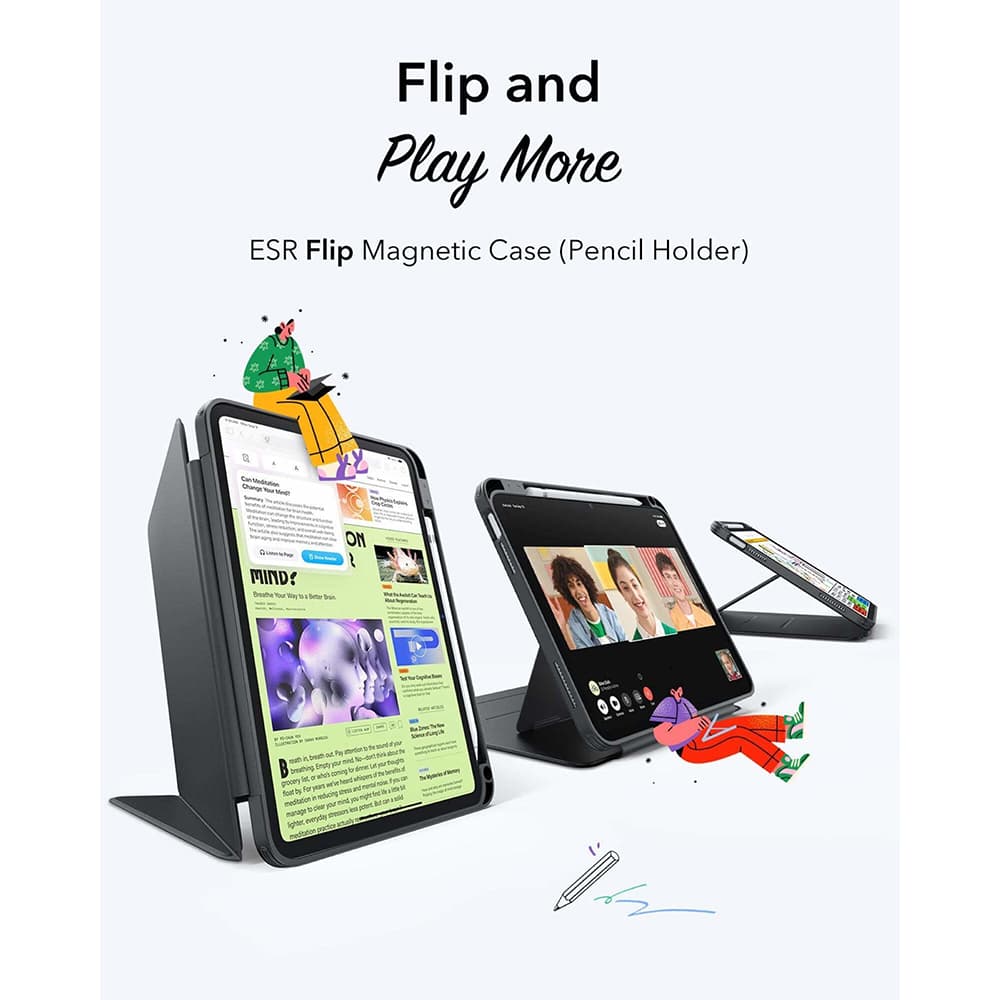 Pouzdro ESR Flip Hybrid s držákem na tužku iPad 10 (2022) 10.9 / 11 (2025) černé - náhled 5