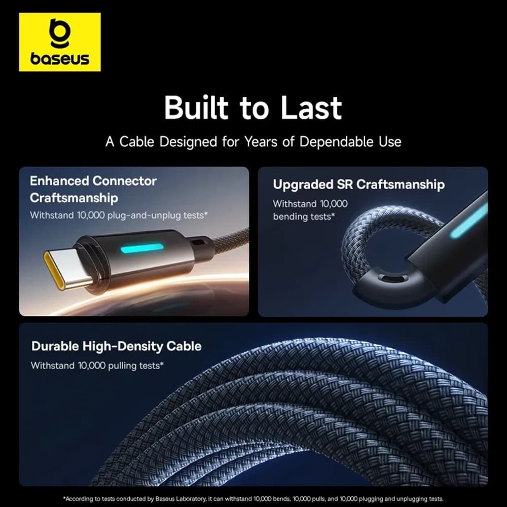 Baseus Data Cable Lit pro iPhone Laptop Type-C 100W 2m kosmická černá - náhled 5