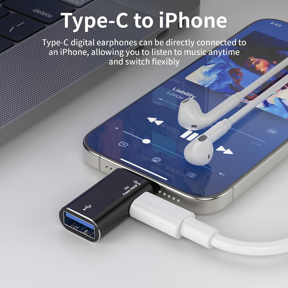 Techsuit Premium OTG adaptér AluVoltX A18 USB na Lightning černý - náhled 5