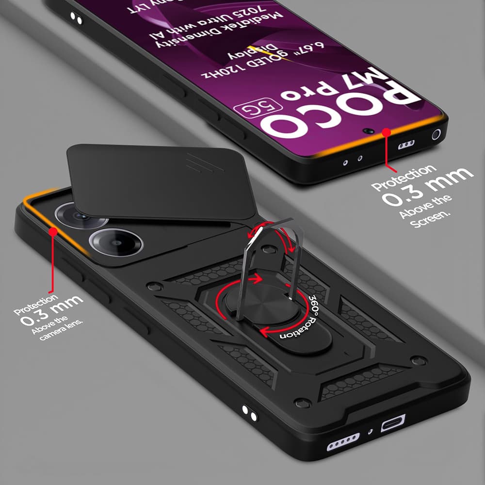 Techsuit CamShield Series pro Xiaomi Poco M7 Pro 5G černý - náhled 5