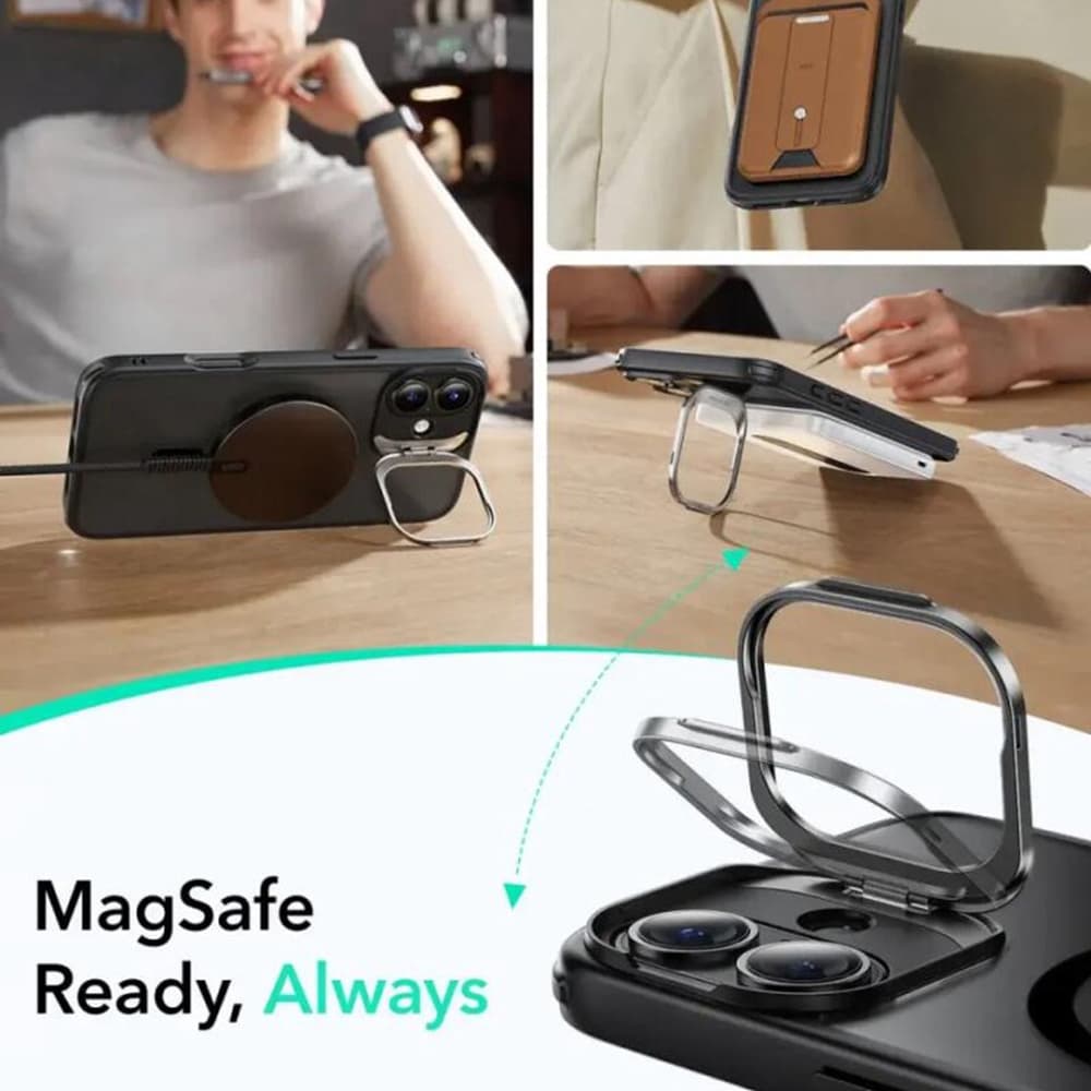ESR Classic Hybrid HaloLock Kickstand pro iPhone 16 v matné černé - náhled 5