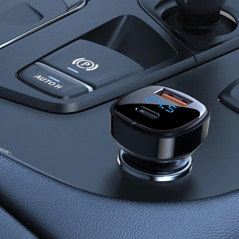 Acefast Car Charger B4 s digitálním displejem rychlonabíjení USB Type-C 66W černá - náhled 5