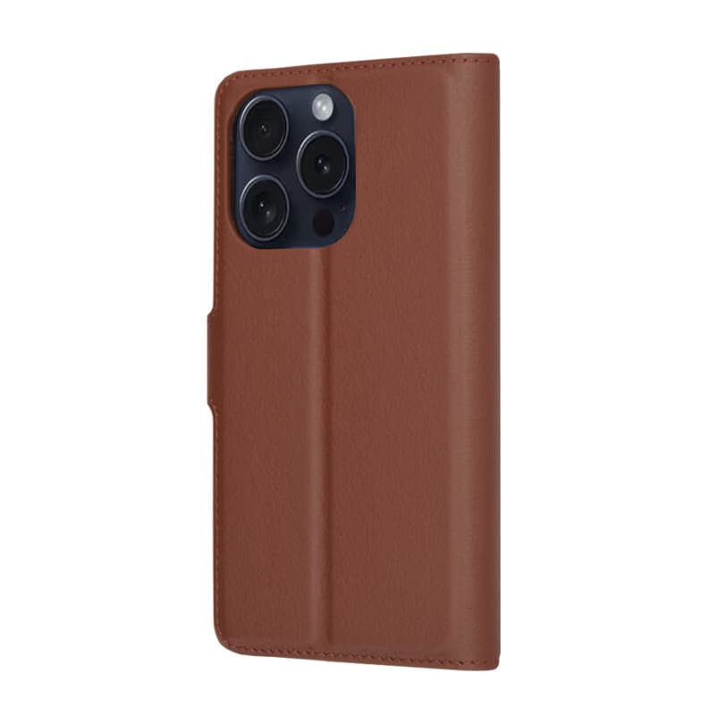 Techsuit Kožené Folio iPhone 15 Pro Hnědé - náhled 5
