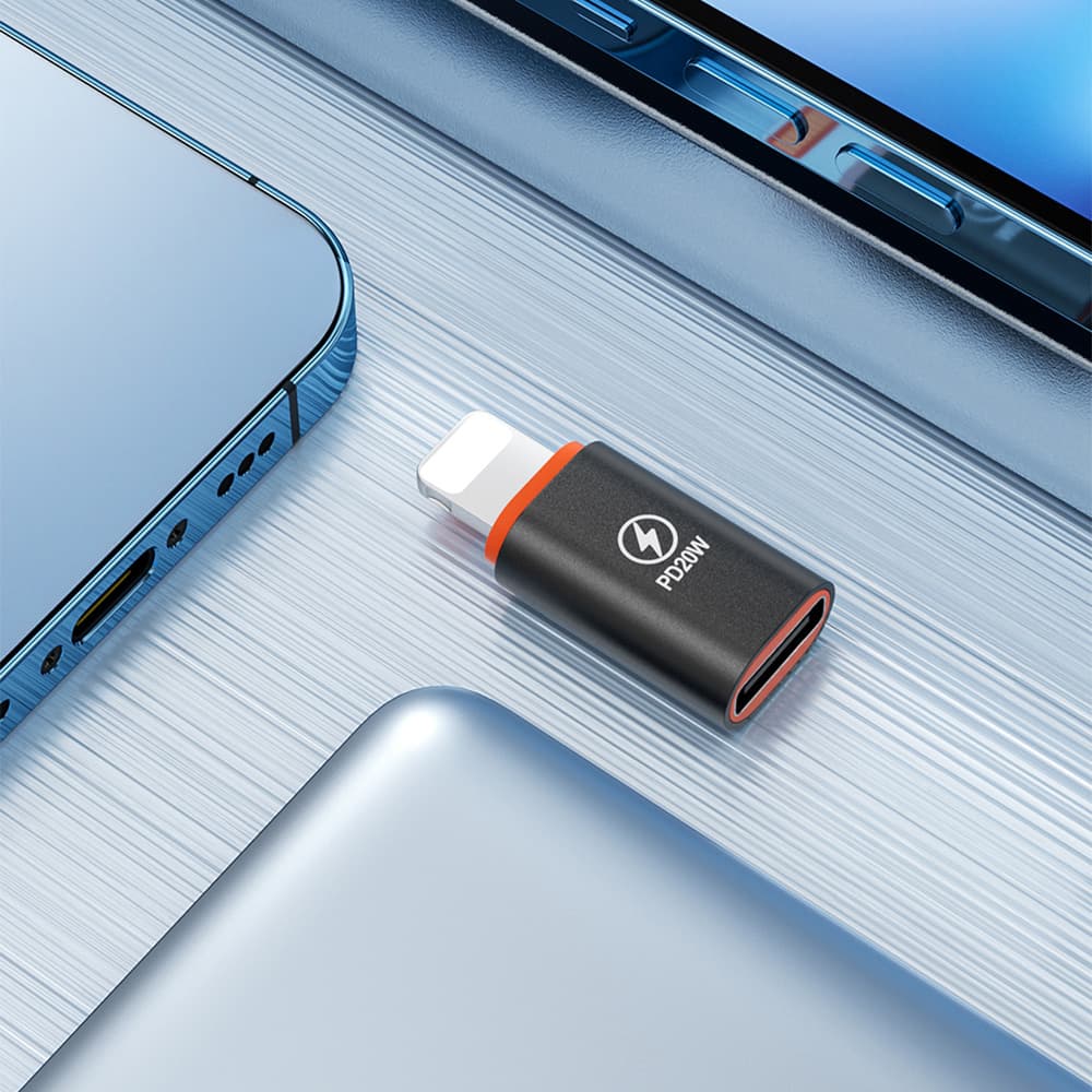 Techsuit Premium OTG Adaptér HyperPort (A3) Type-C na Lightning PD20W pro iPhone černá oranžová - náhled 5