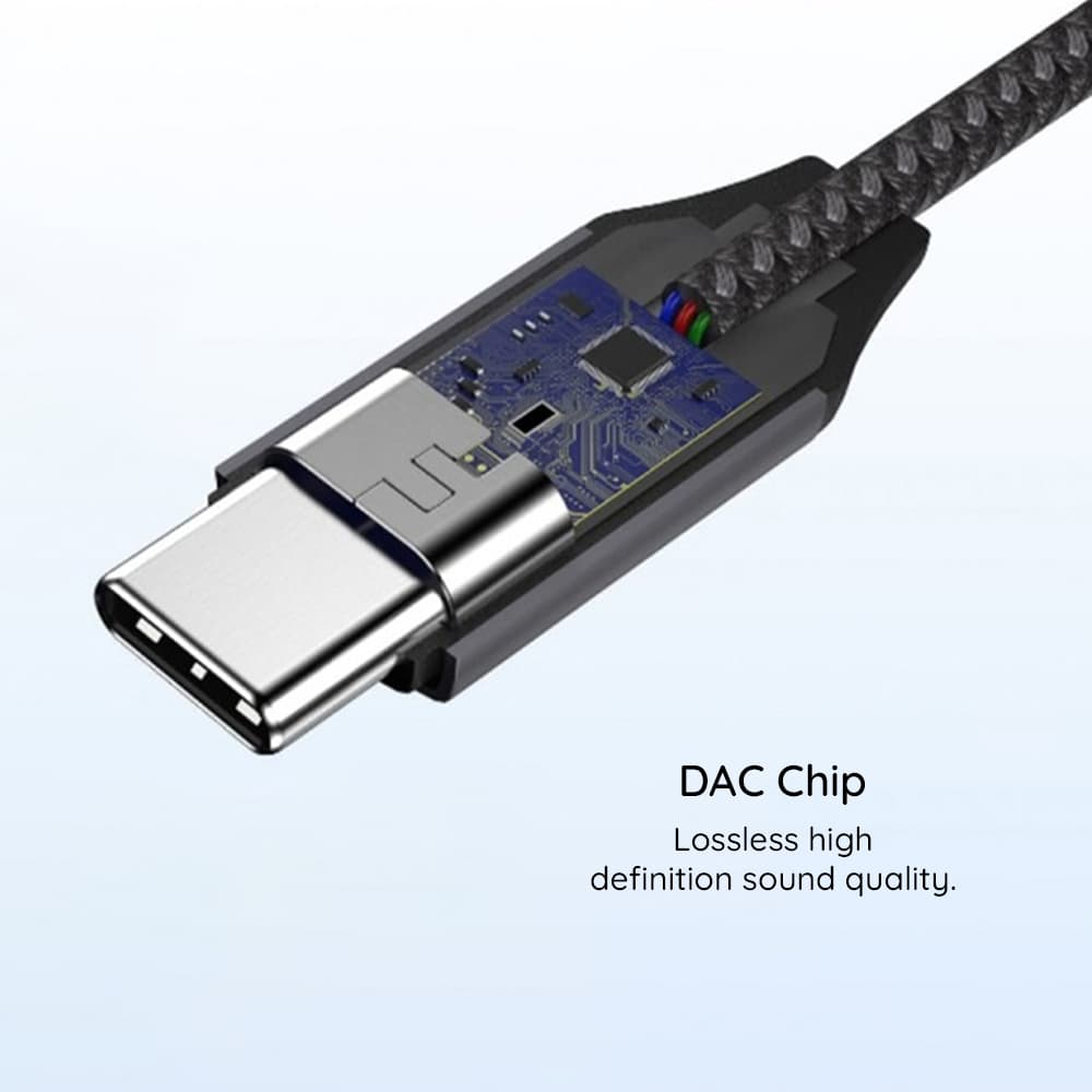 Techsuit Premium Cable Adapter MusicDoX (AC8) Type-C na Jack Hi-Fi zvuk DAC čip 3A 0.1m šedý - náhled 5