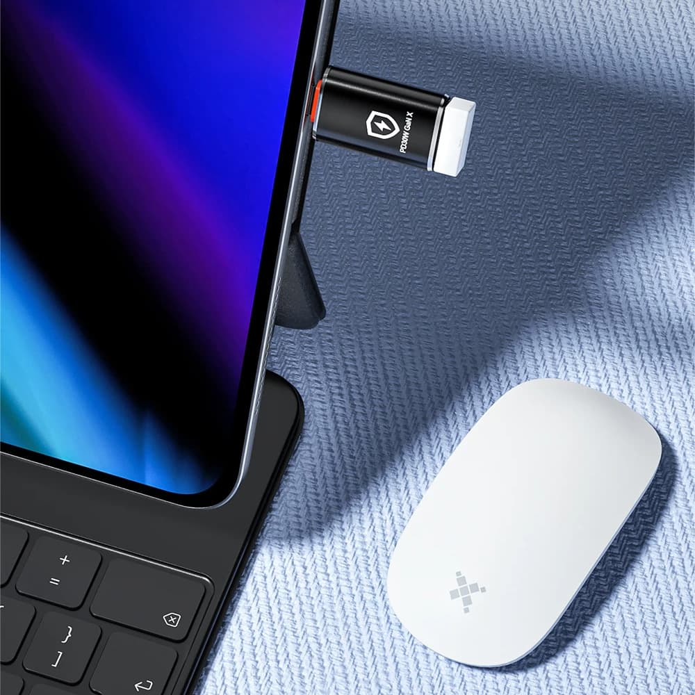 Techsuit Premium OTG Adaptér HyperPort (A6) USB3.0 na Lightning PD30W 5Gbps GaN pro iPhone černá oranžová - náhled 5