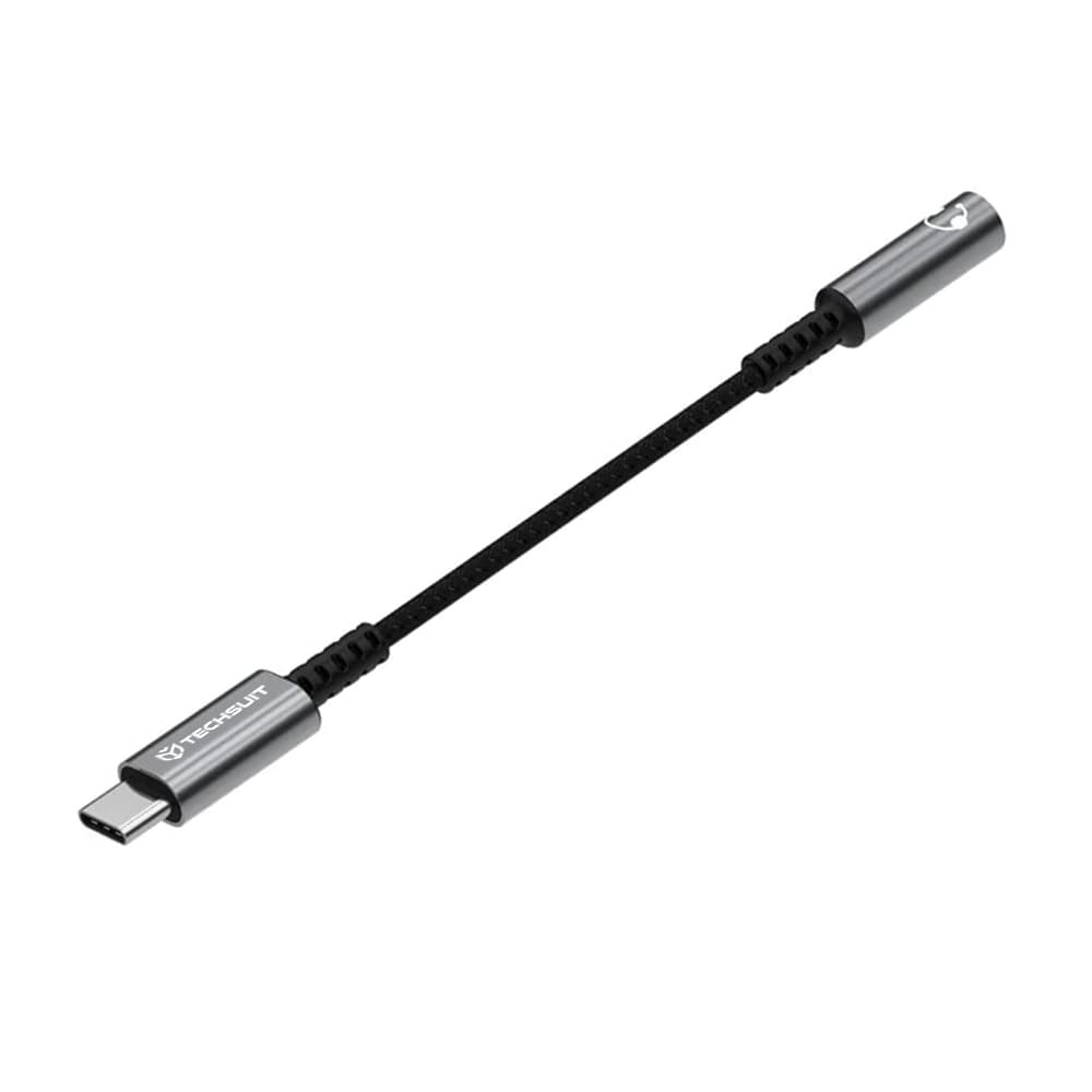 Techsuit Premium Cable Adapter SonicPiX AC14 Type-C na 3.5mm Jack 0.1m šedý - náhled 5