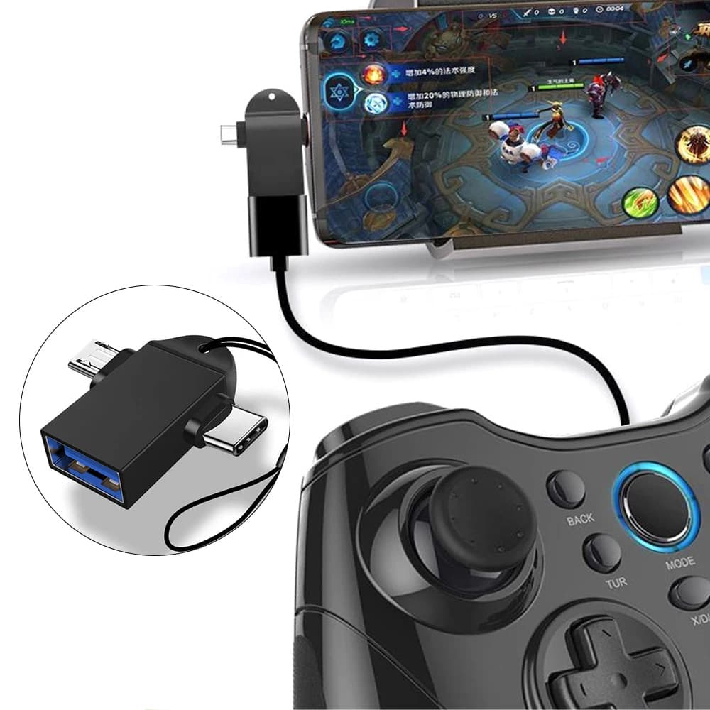 Techsuit OTG adaptér AluCoreX (A15) 3v1 USB na Micro-USB + Type-C černý - náhled 5
