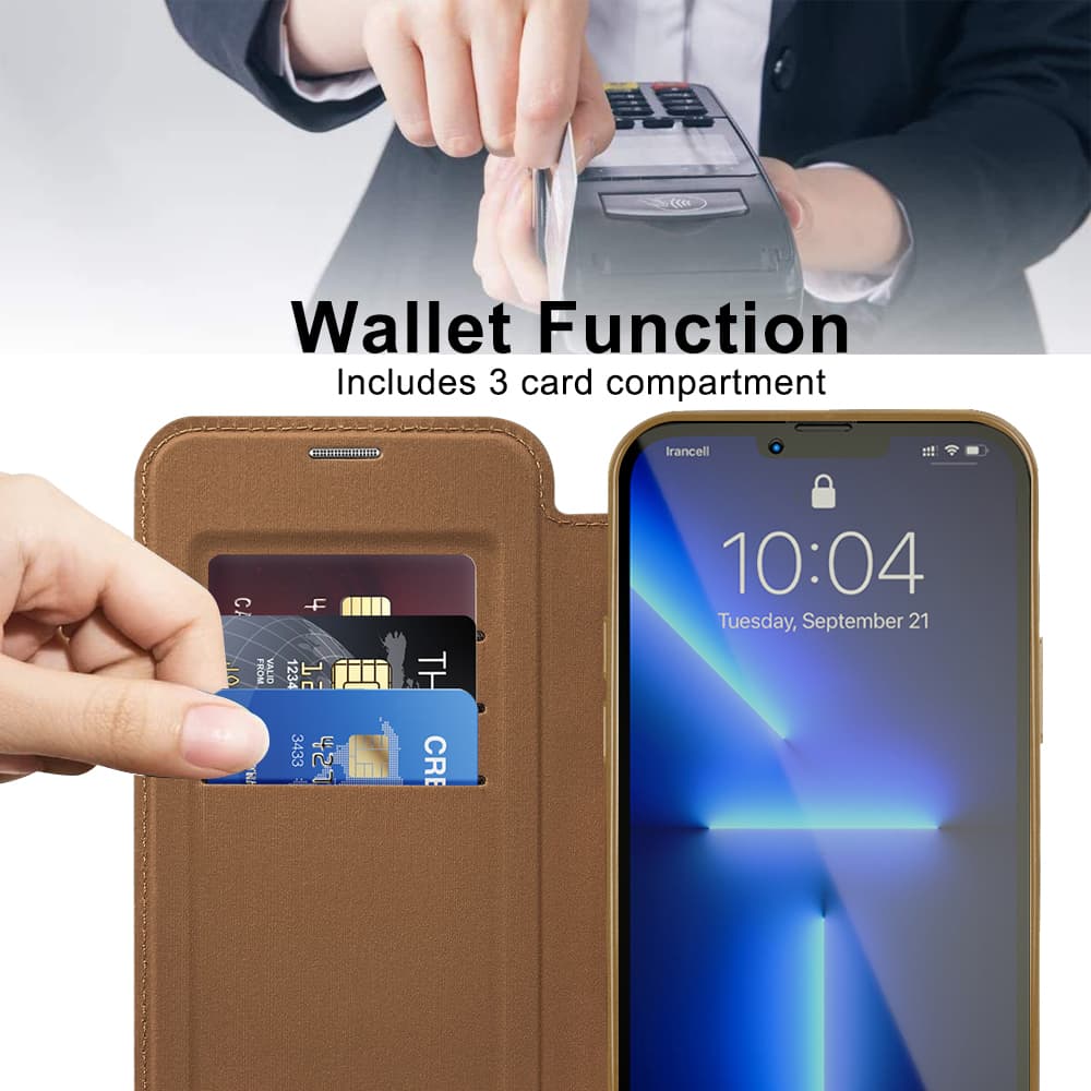 Pouzdro na knihu Techsuit SmartMag pro iPhone 13 Pro hnědé - náhled 5