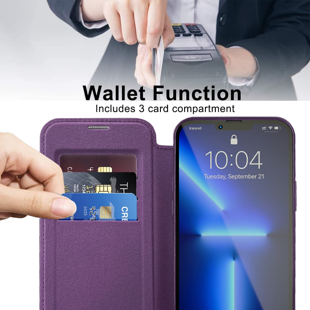 Pouzdro na knihu Techsuit SmartMag iPhone 13 Pro fialové - náhled 5
