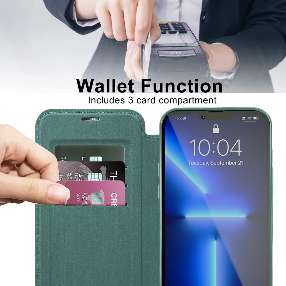 Pouzdro na knihu Techsuit SmartMag pro iPhone 13 Pro Max zelené - náhled 5