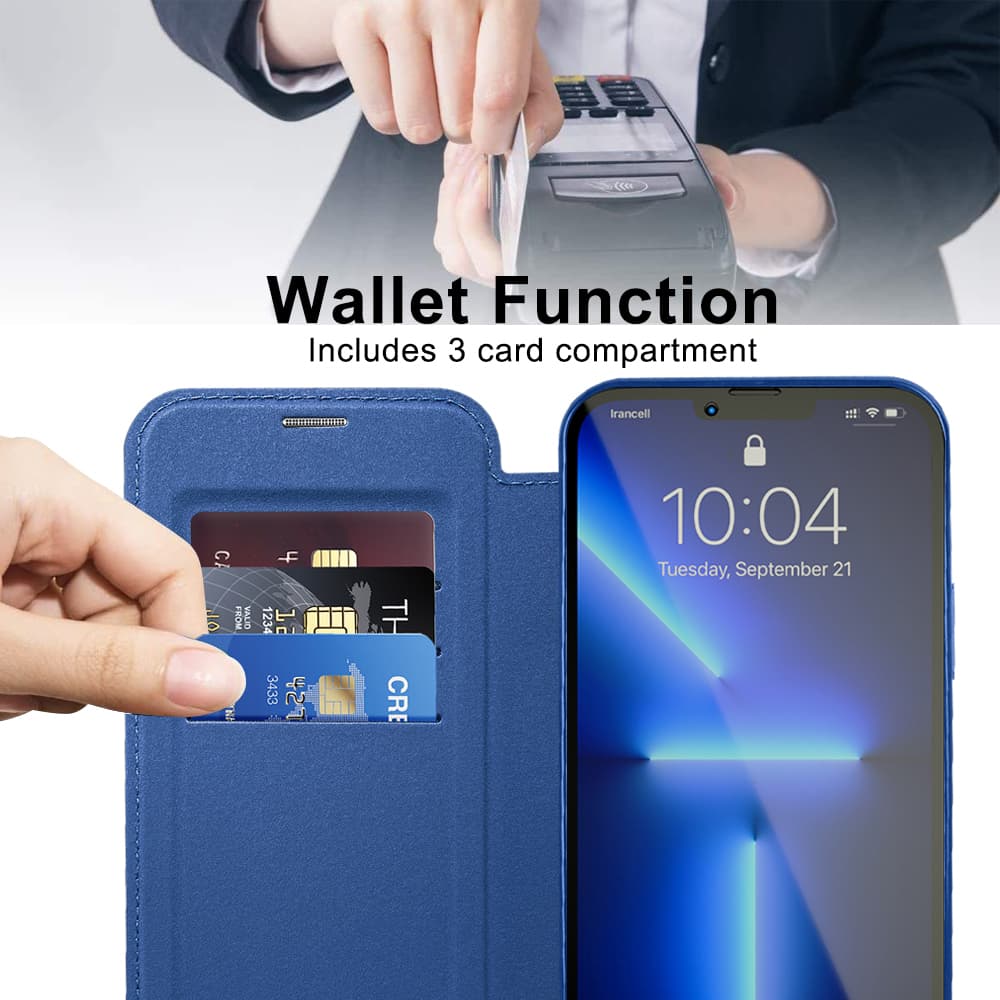 Pouzdro na knihu Techsuit SmartMag pro iPhone 13 Pro Max modré - náhled 5