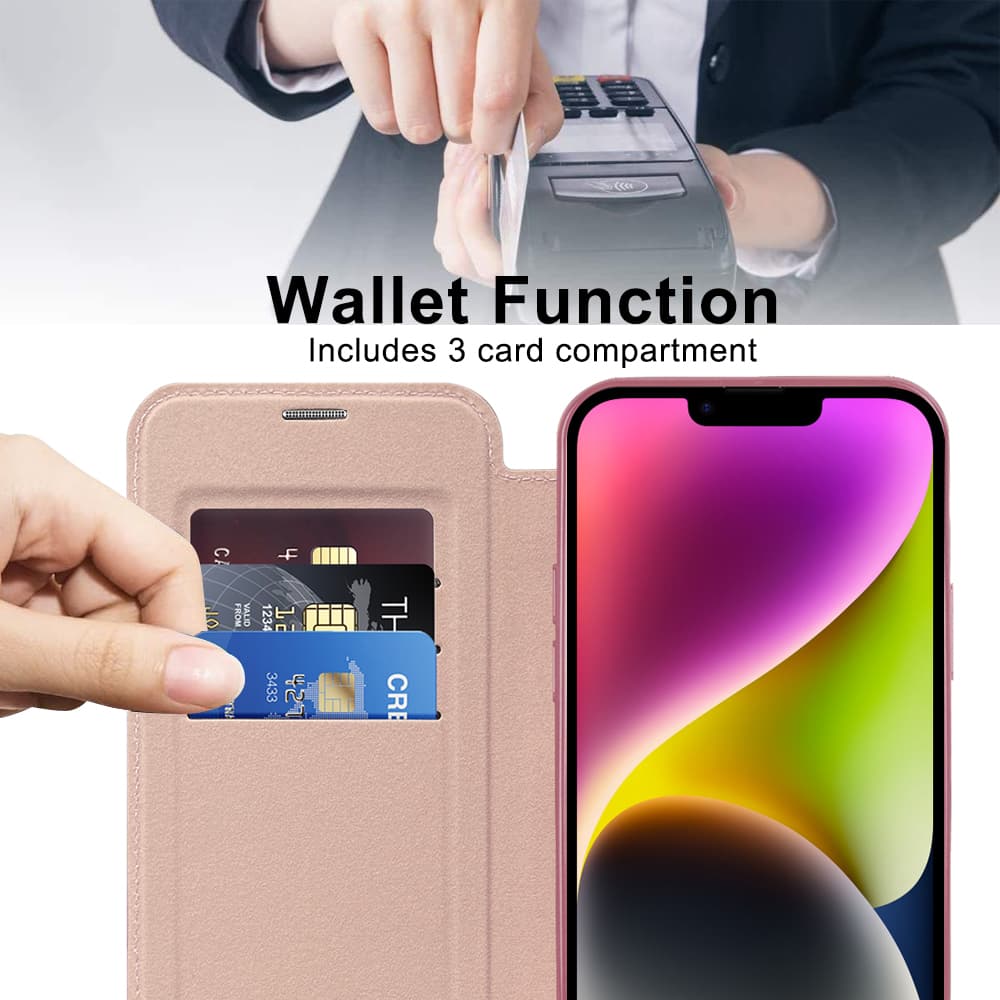 Techsuit SmartMag knížkové pouzdro iPhone 14 růžové - náhled 5