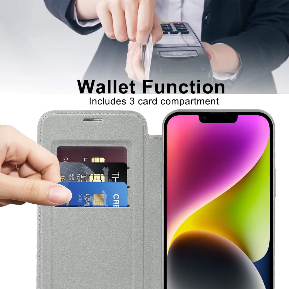 Pouzdro na knihu Techsuit SmartMag iPhone 14 šedé - náhled 5