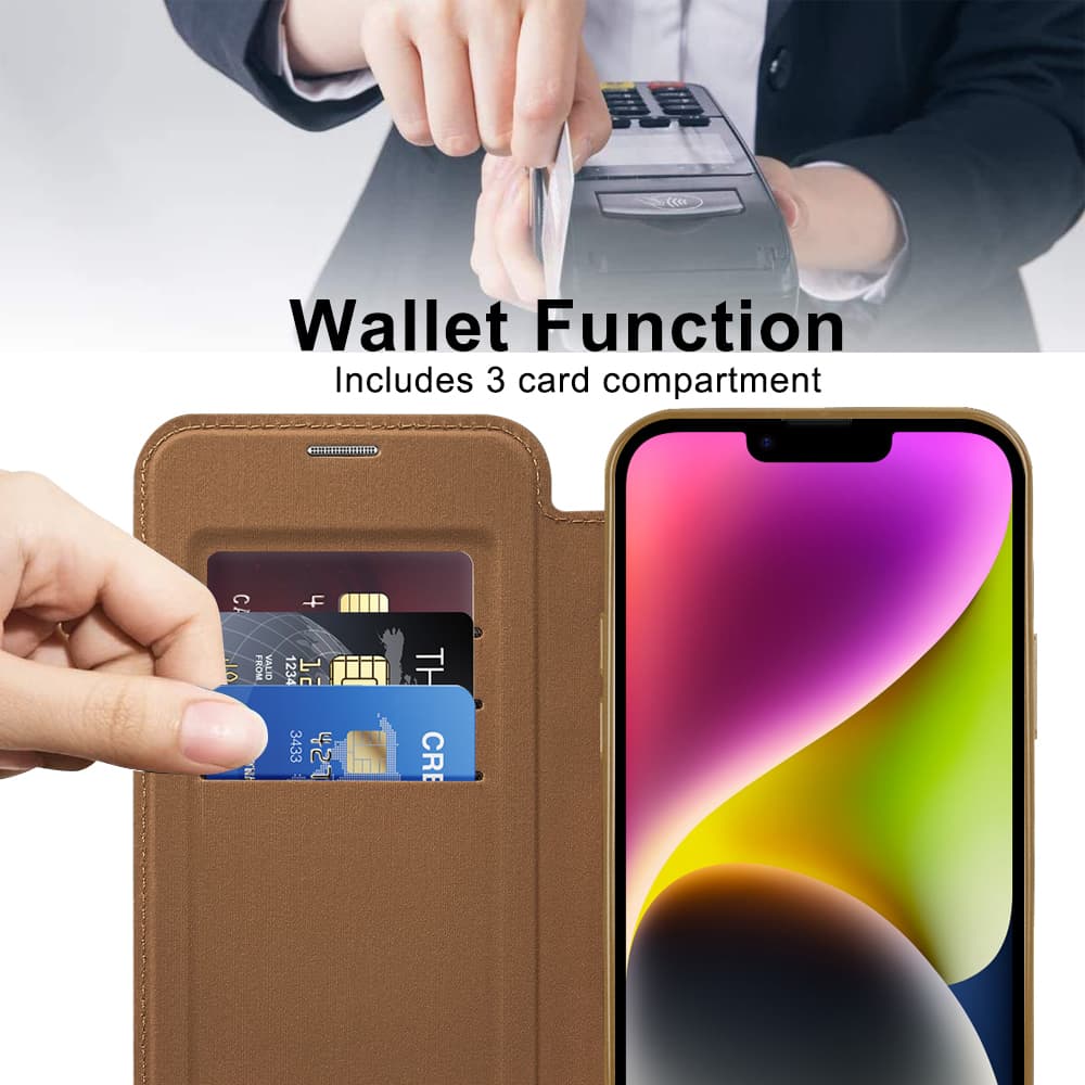 Pouzdro na knihu Techsuit SmartMag pro iPhone 14 Plus hnědé - náhled 5