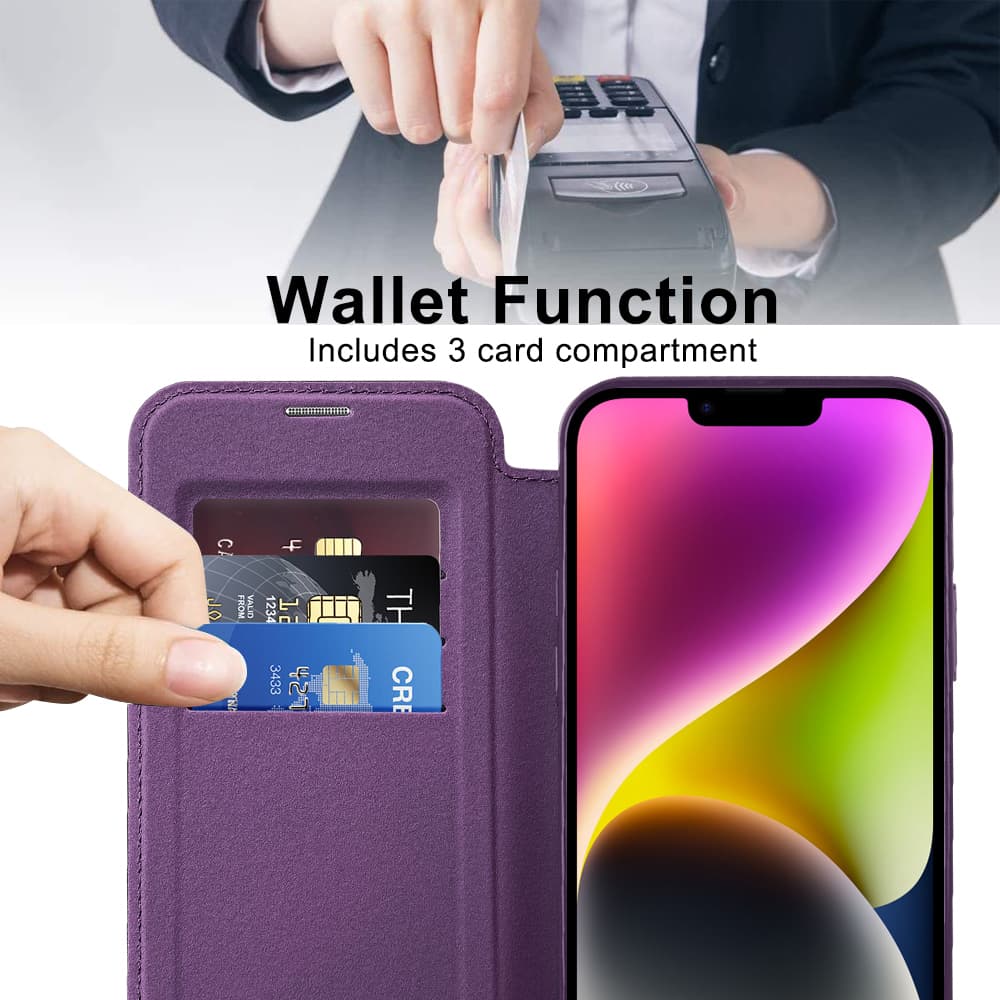 Pouzdro na knihu Techsuit SmartMag pro iPhone 14 Plus fialové - náhled 5