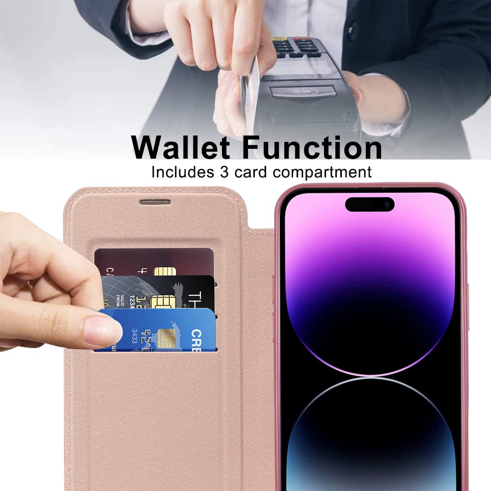 Techsuit SmartMag knížkové pouzdro iPhone 14 Pro Max růžové - náhled 5