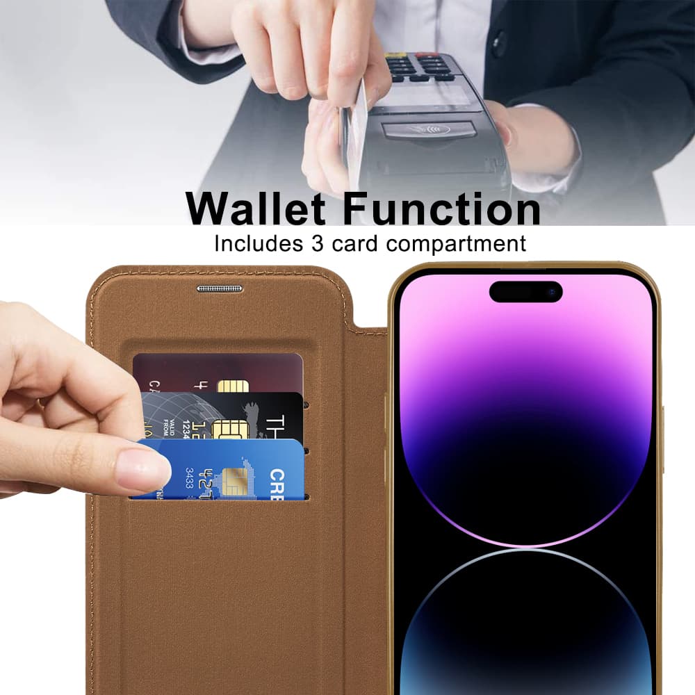 Pouzdro na knihu Techsuit SmartMag iPhone 14 Pro Max hnědé - náhled 5