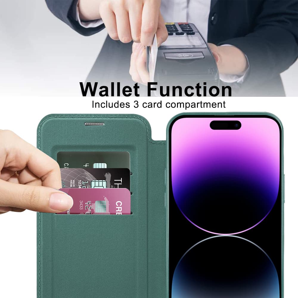 Pouzdro na knihu Techsuit SmartMag pro iPhone 14 Pro Max zelené - náhled 5