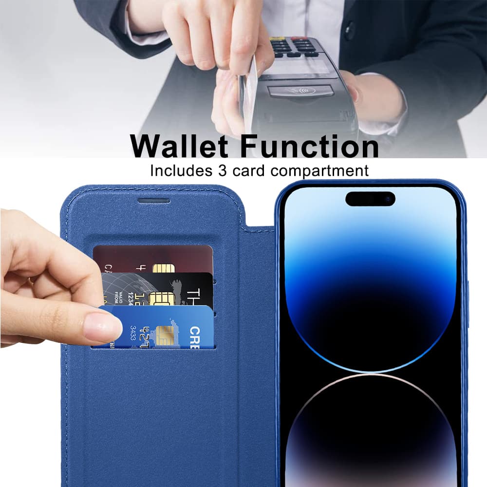 Pouzdro na knihu Techsuit SmartMag iPhone 14 Pro Max modré - náhled 5