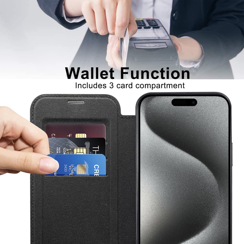 Pouzdro na knihu Techsuit SmartMag pro iPhone 15 Pro černé - náhled 5