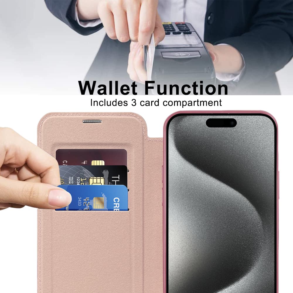 Pouzdro na knihu Techsuit SmartMag iPhone 15 Pro růžové - náhled 5
