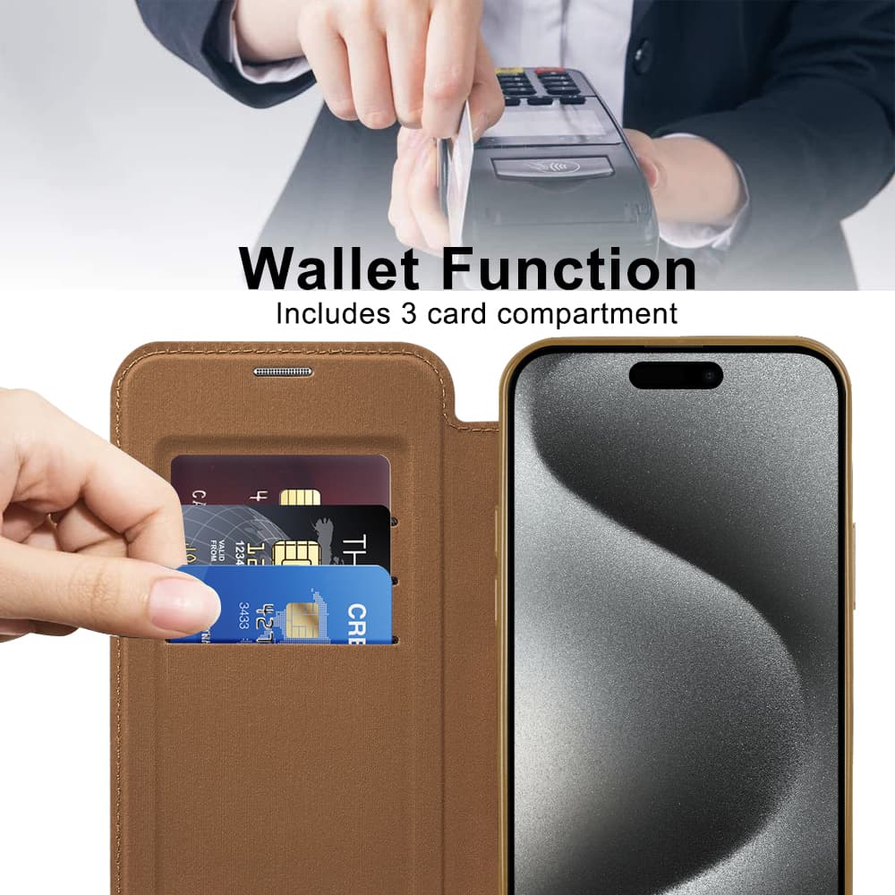 Pouzdro na knihu Techsuit SmartMag iPhone 15 Pro Max hnědé - náhled 5