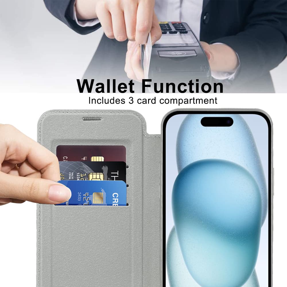 Pouzdro na knihu Techsuit SmartMag iPhone 15 šedé - náhled 5