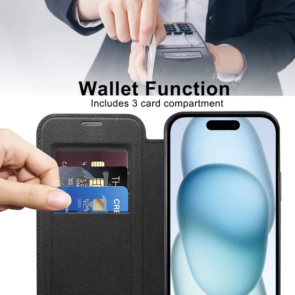 Pouzdro na knihu Techsuit SmartMag pro iPhone 15 Plus černé - náhled 5