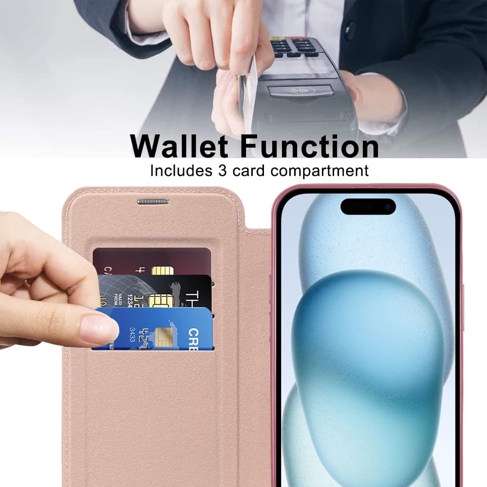 Pouzdro na knihu Techsuit SmartMag pro iPhone 15 Plus růžové - náhled 5