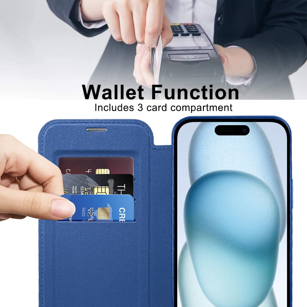 Pouzdro na knihu Techsuit SmartMag pro iPhone 15 Plus modré - náhled 5