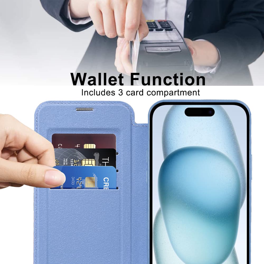 Pouzdro na knihu Techsuit SmartMag iPhone 15 Plus světle modrá - náhled 5