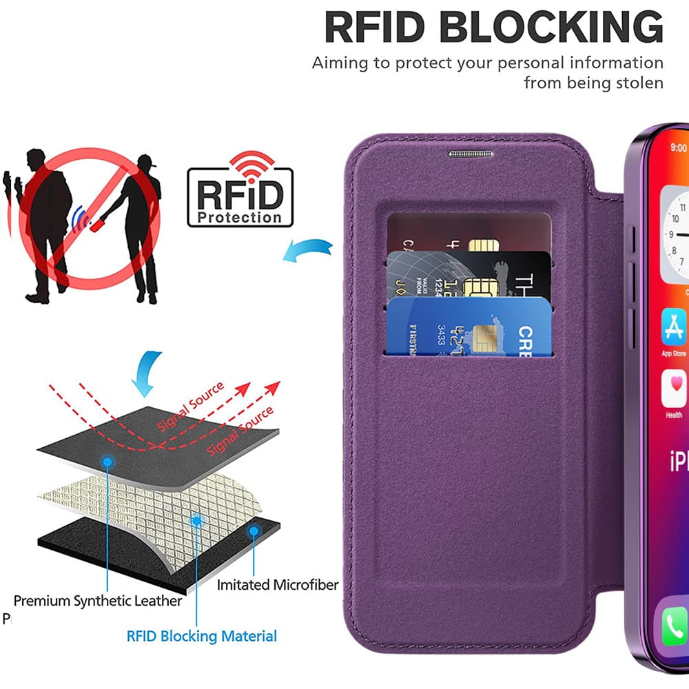 Pouzdro na knihu Techsuit SmartMag pro iPhone 16 Pro fialové - náhled 5