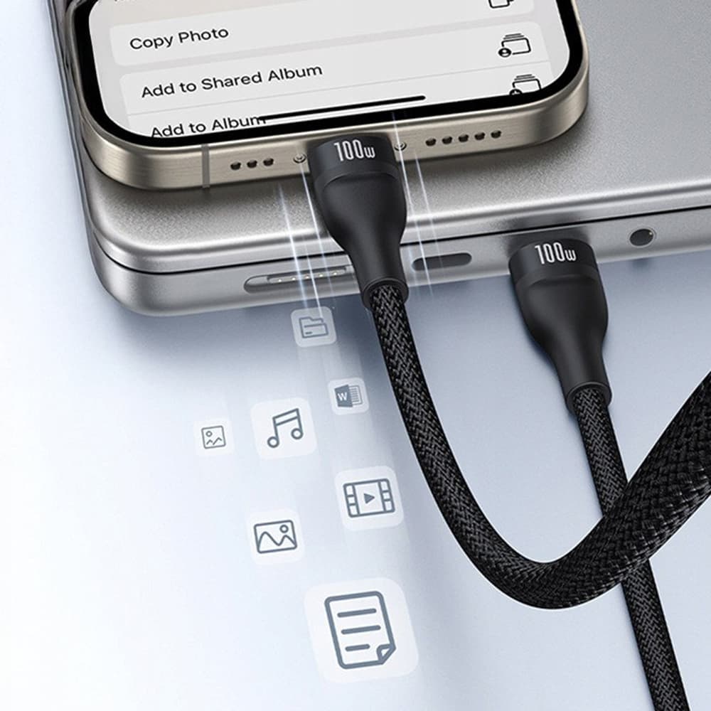 Baseus Data Cable Flash Series 3 USB-C na 2x USB-C Lightning 1.5m černý - náhled 5