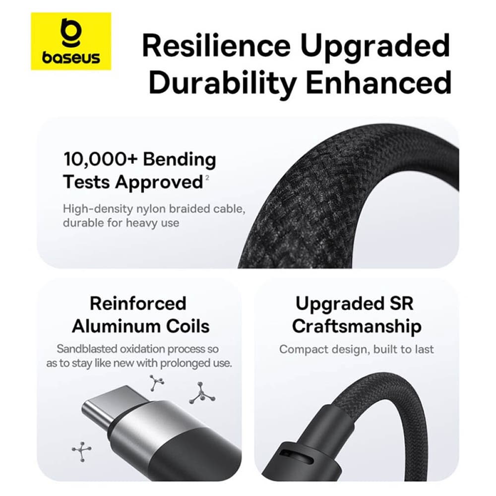 Baseus kabel StarSpeed rychlonabíjecí USB Micro-USB Type-C Lightning 100W 1.5m bílý - náhled 5