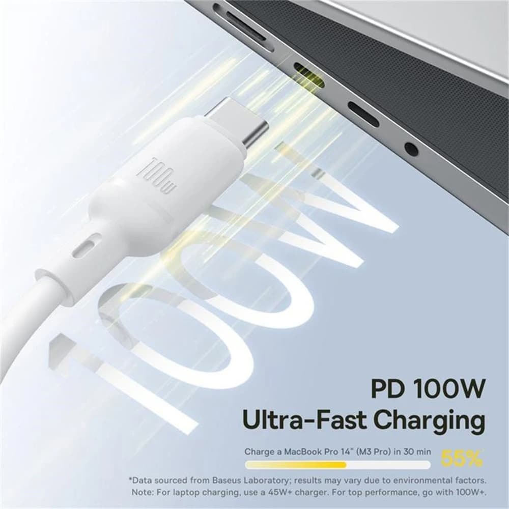 Baseus Data Cable Silky 100W 1.5m Moon White Rychlé nabíjení Type-C Micro-USB Lightning USB-C - náhled 5